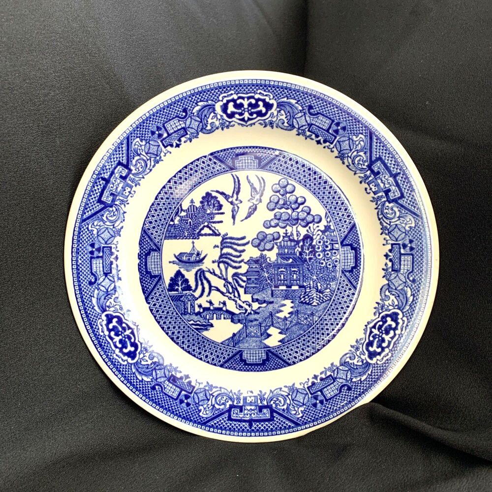 Vintage Blue Willow by Royal 9" Shallow Bowl Small Plate Transferware Ohio USA